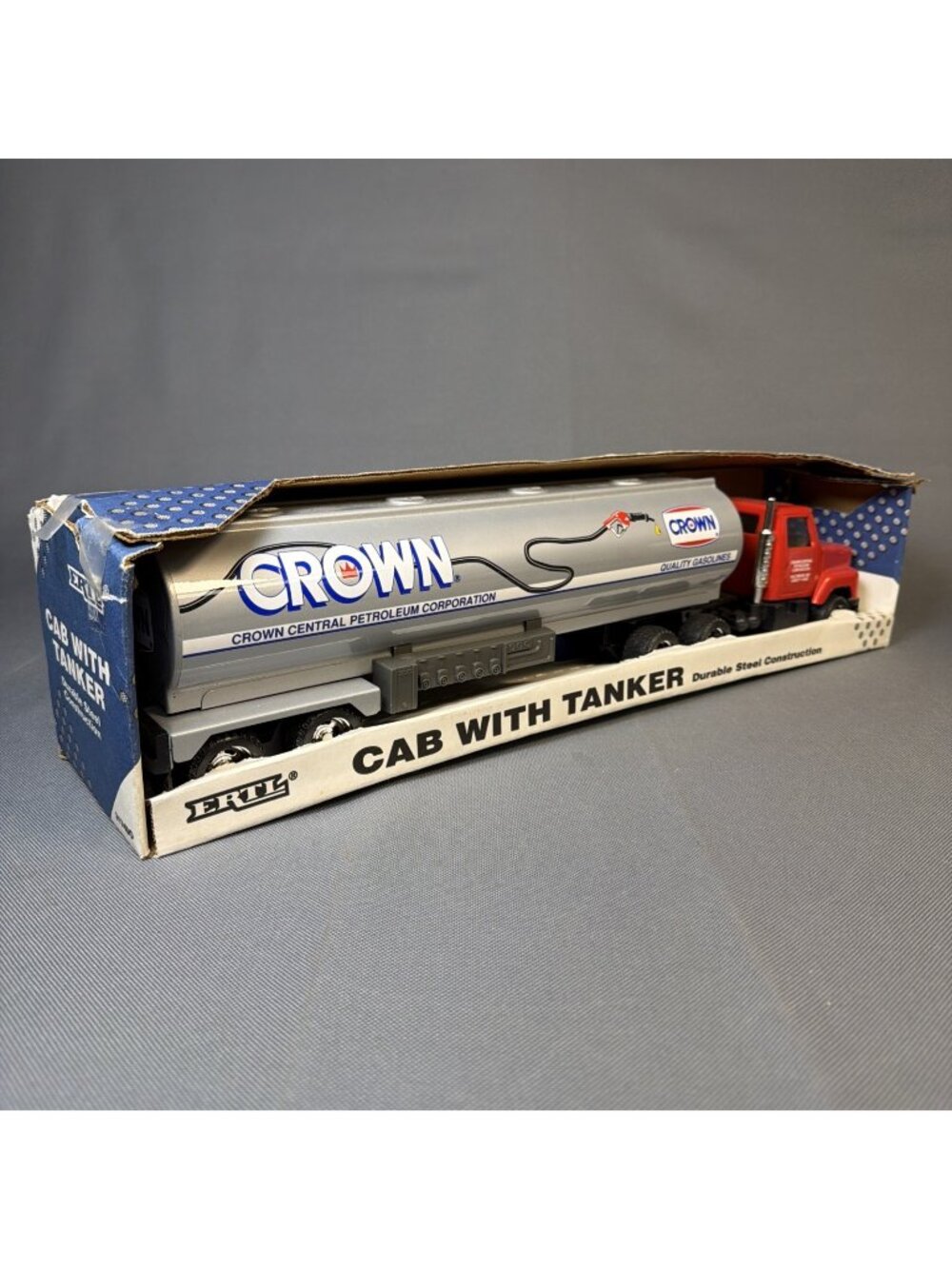 Ertl Pressed Steel Semi Tanker Truck, Crown Gasoline with Original Box
